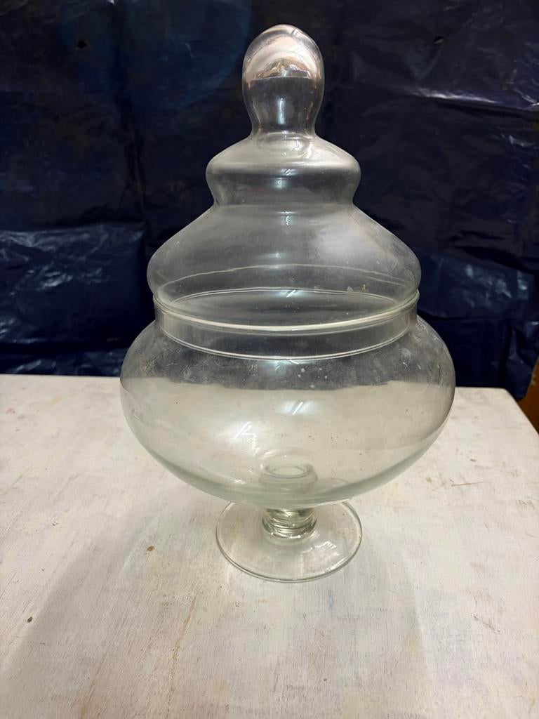 Grote glazen snoeppot met deksel - Vintage decoratie, Antiek en Kunst, Ophalen