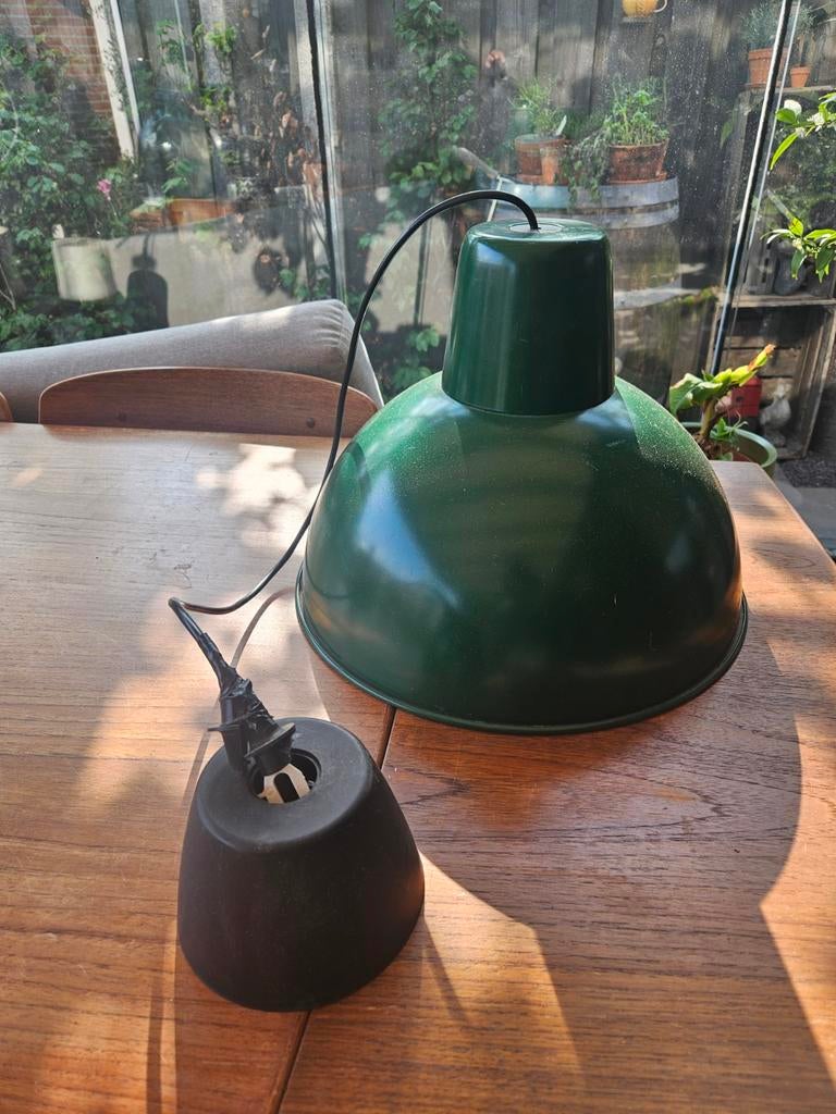 Vintage groene ikea hanglamp, Gebruikt, Ophalen of Verzenden, Metaal, Minder dan 50 cm