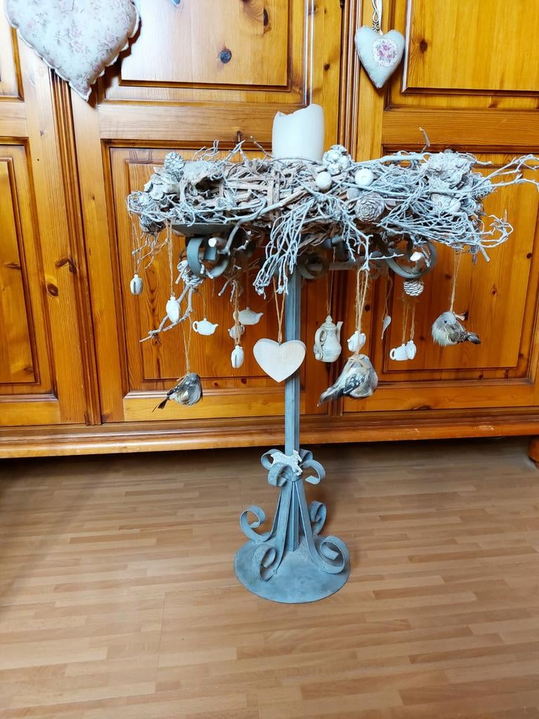 Prachtige kandelaar met krans en deco, Huis en Inrichting, Woonaccessoires | Kransen, Ophalen