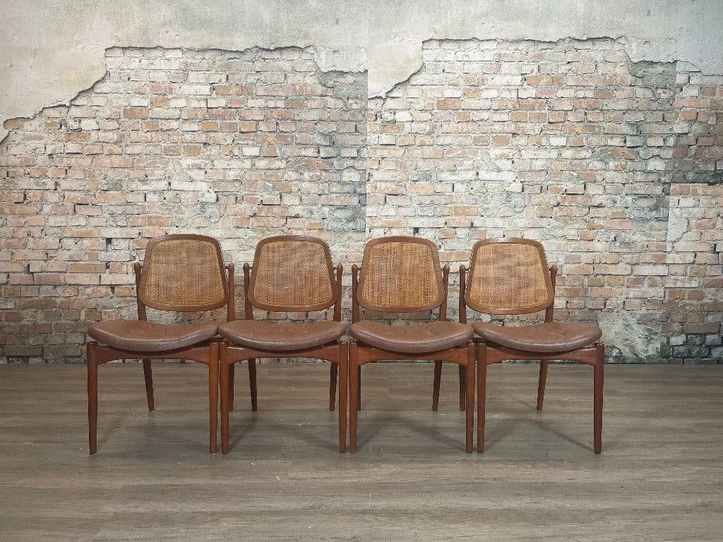 France & Daverkosen F205 - Set van 4 Hout | Hvidt & Mølgaard, Ophalen, Bruin, Design, Zo goed als nieuw