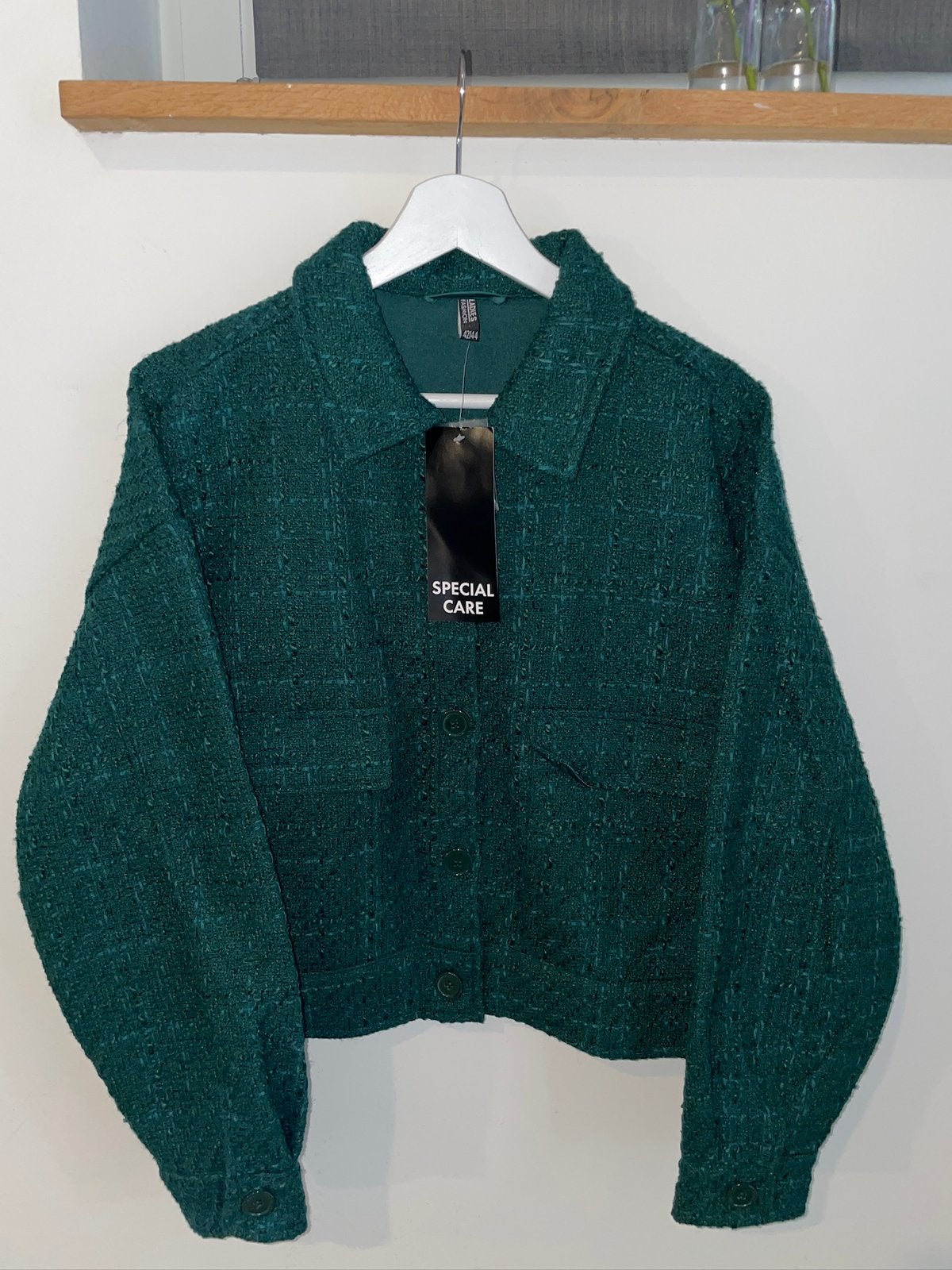 Dames groene tweed look zomer jack jasje coat mt 42 / 44, Ophalen of Verzenden, Zo goed als nieuw, Maat 42/44 (L), Groen