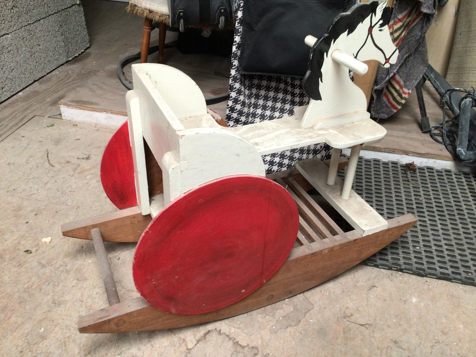 Vintage houten hobbelpaard, Ophalen, Gebruikt, Jongen of Meisje