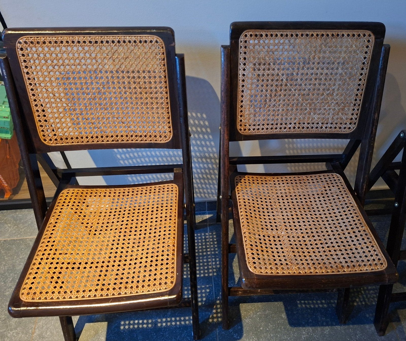 4 klapstoelen in Scandinavische stijl, Gebruikt, Bruin, Hout, Vier