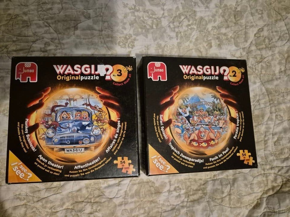 Wasgij Original Puzzels: Safari Splash & Monkey Business, Ophalen of Verzenden, Minder dan 500 stukjes, Gebruikt, Legpuzzel