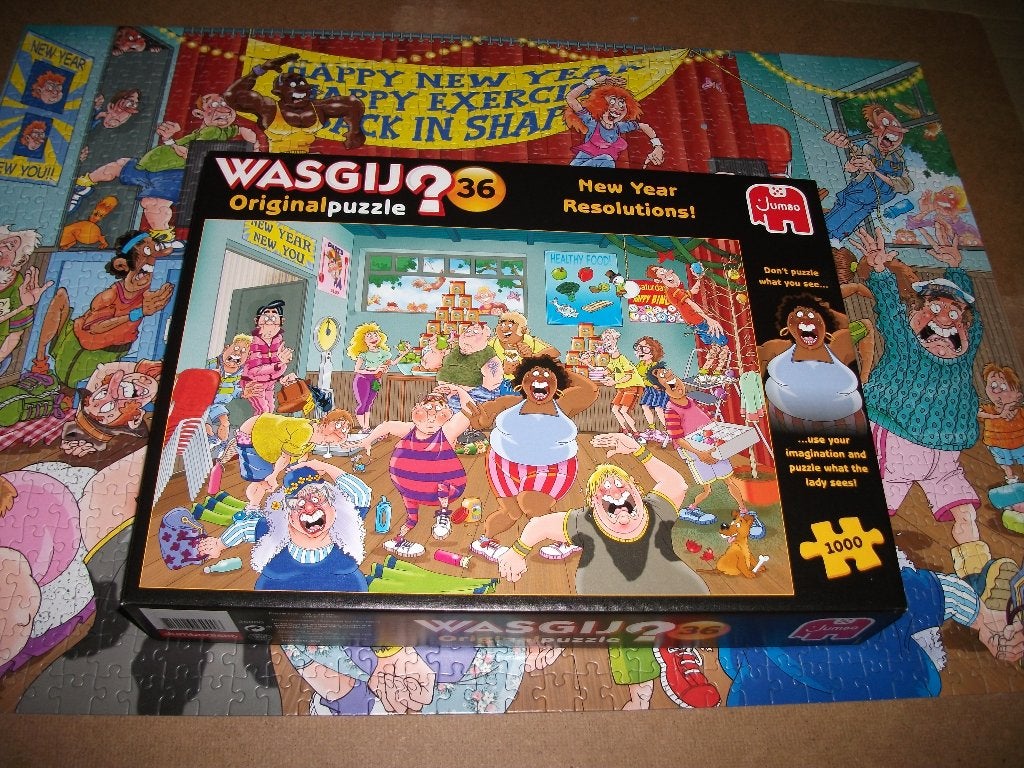 Wasgij Puzzel Original 36 Goede Voornemens! 1000 stuks, Ophalen of Verzenden, 500 t/m 1500 stukjes, Zo goed als nieuw, Legpuzzel