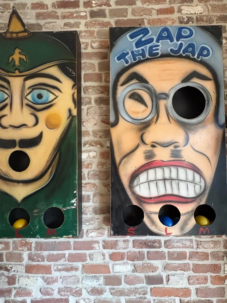 Vintage decoratie Kermis Schiettent Spellen, Huis en Inrichting, Woonaccessoires | Wanddecoraties, Gebruikt, Ophalen