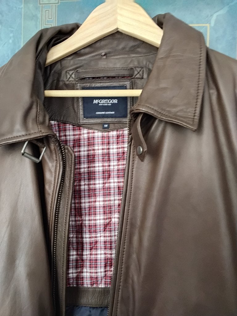 DIKKE LEREN JAS MC GRECOR, Ophalen, Nieuw, Maat 56/58 (XL), Bruin