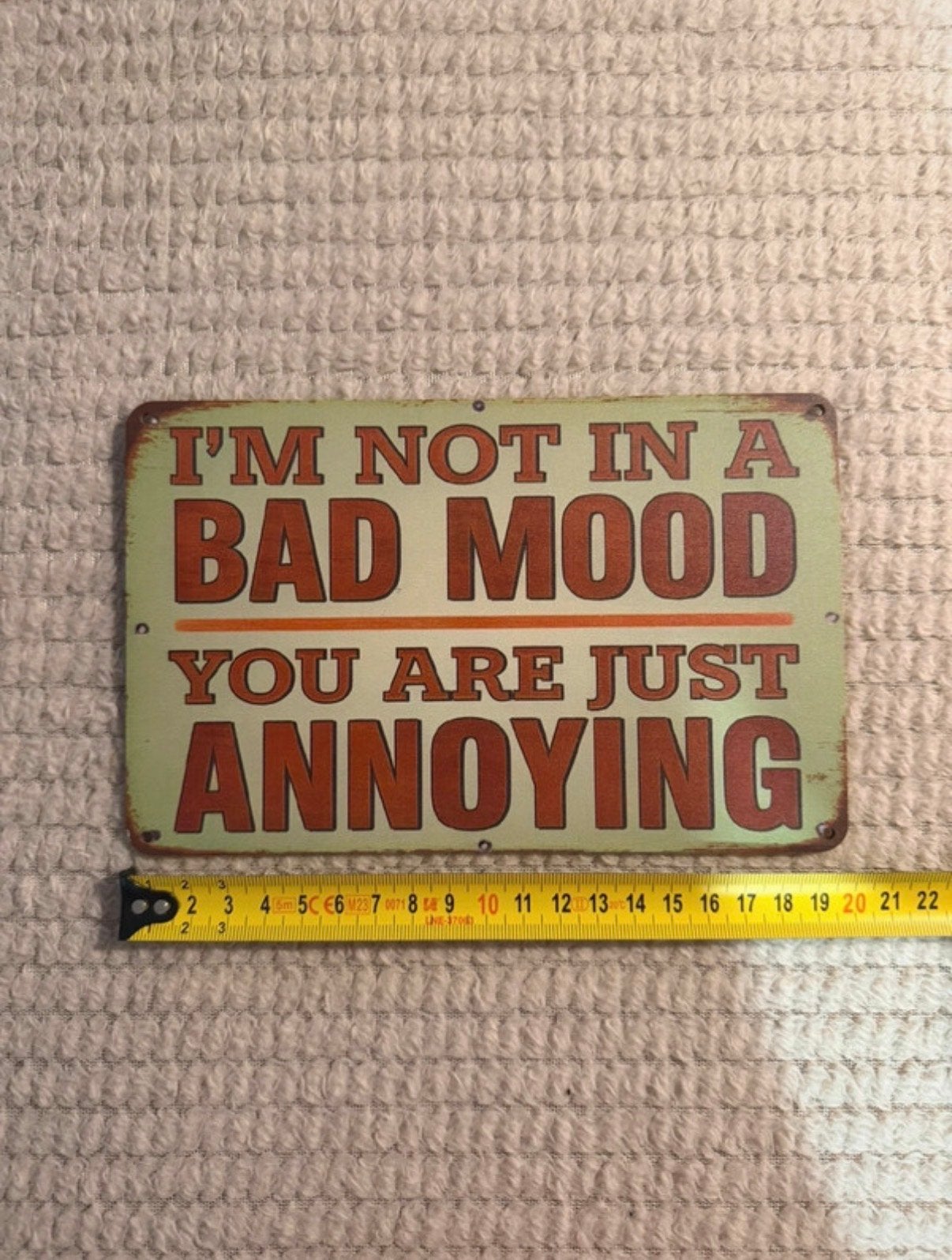 Grappig houten bordje: I'm not in a bad mood, Gebruikt, Hout, Ophalen of Verzenden, Reclamebord