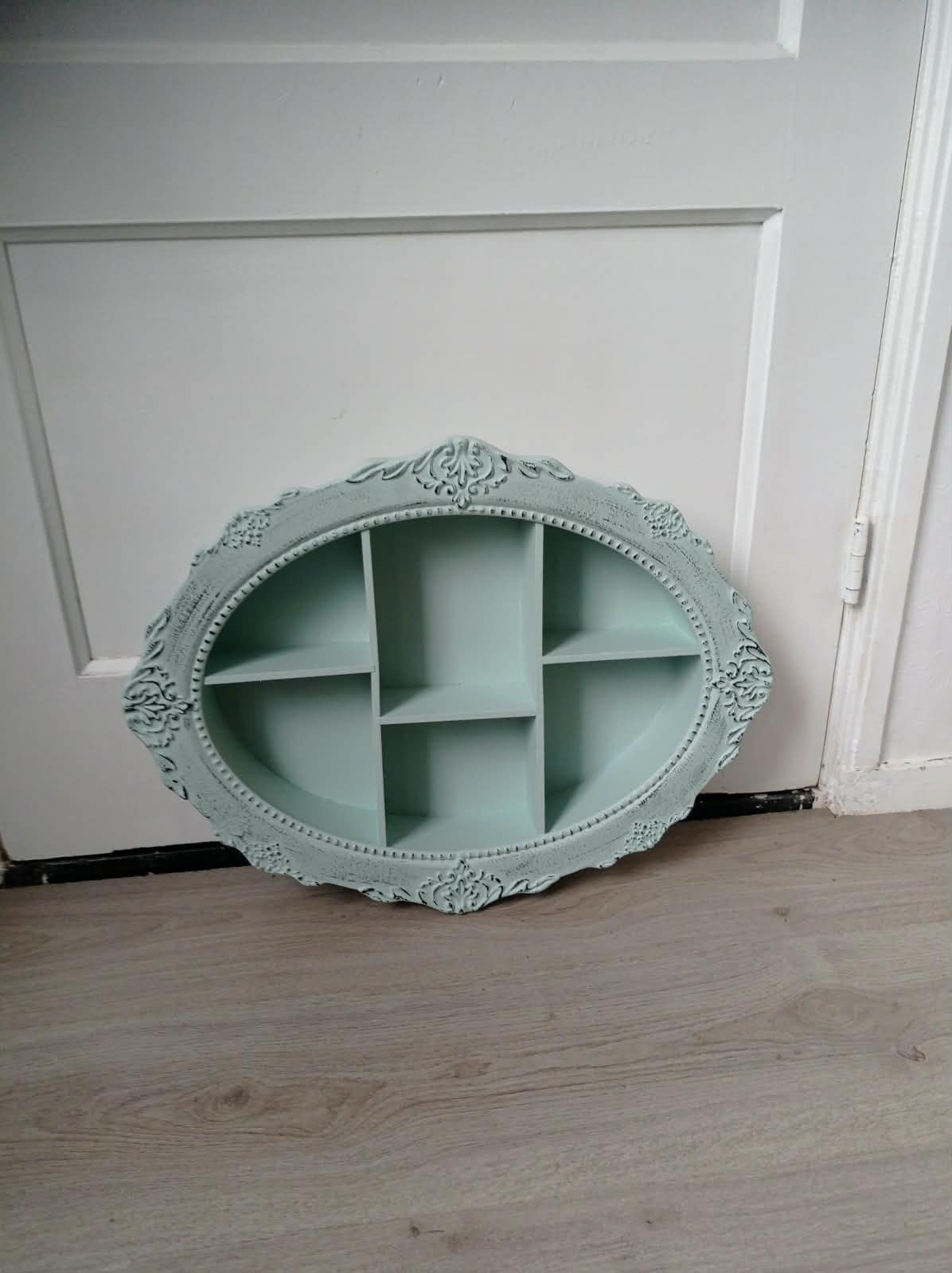 Ovaal Brocante Wandrekje/Letterbak - Mintgroen Barok, Ophalen of Verzenden