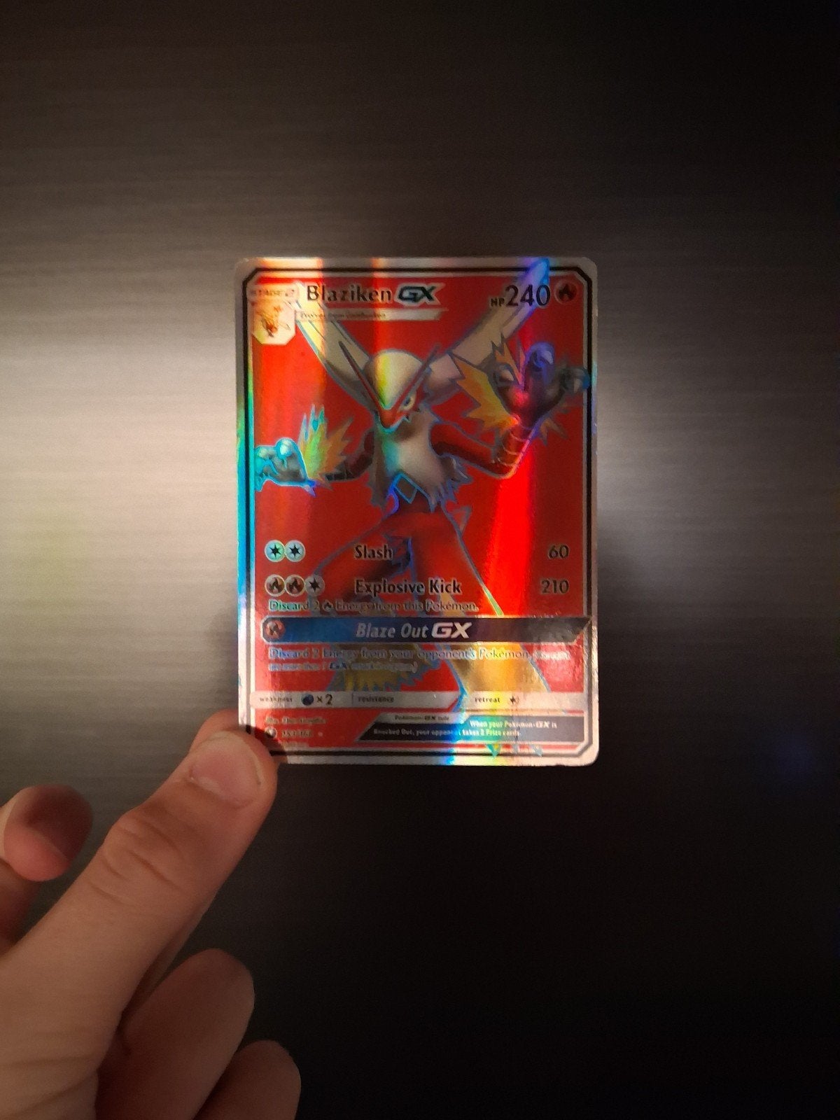 Blaziken GX Pokémon Kaart - Full Art Foil, Ophalen, Zo goed als nieuw, Losse kaart, Foil