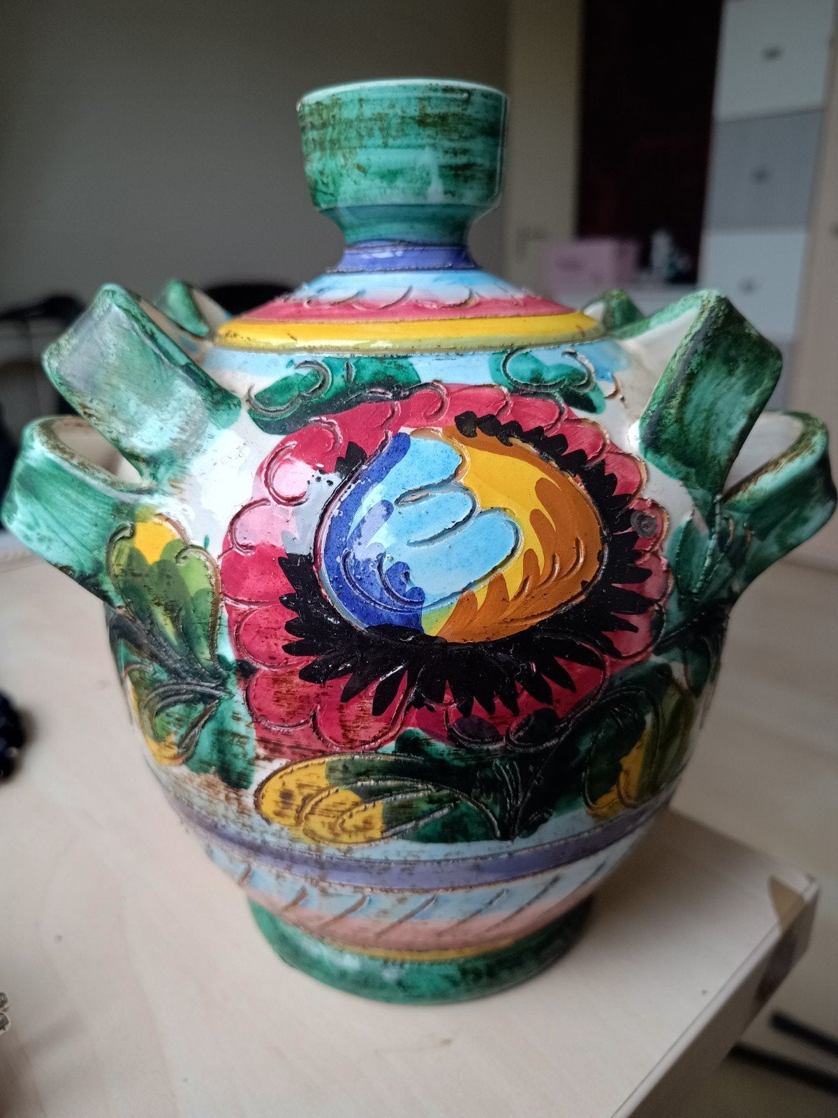 Vintage handgeschilderde Italiaanse keramieken vaas, Ophalen