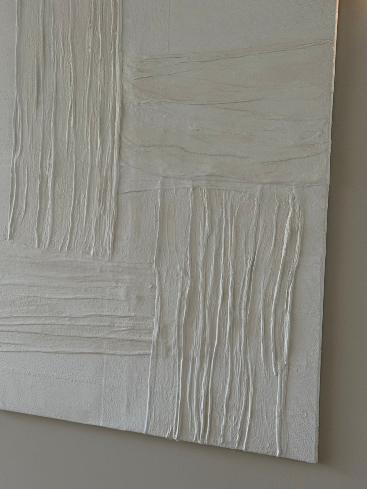 Modern Wit Reliëf Kunstwerk - schilderij/schilderkunst, Ophalen of Verzenden