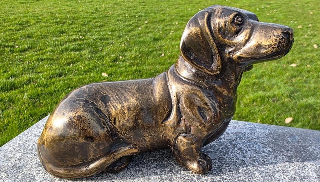 BRONZEN TECKEL / TEKKEL / hond, Ophalen of Verzenden, Nieuw, Hond of Kat, Beeldje of Figuurtje