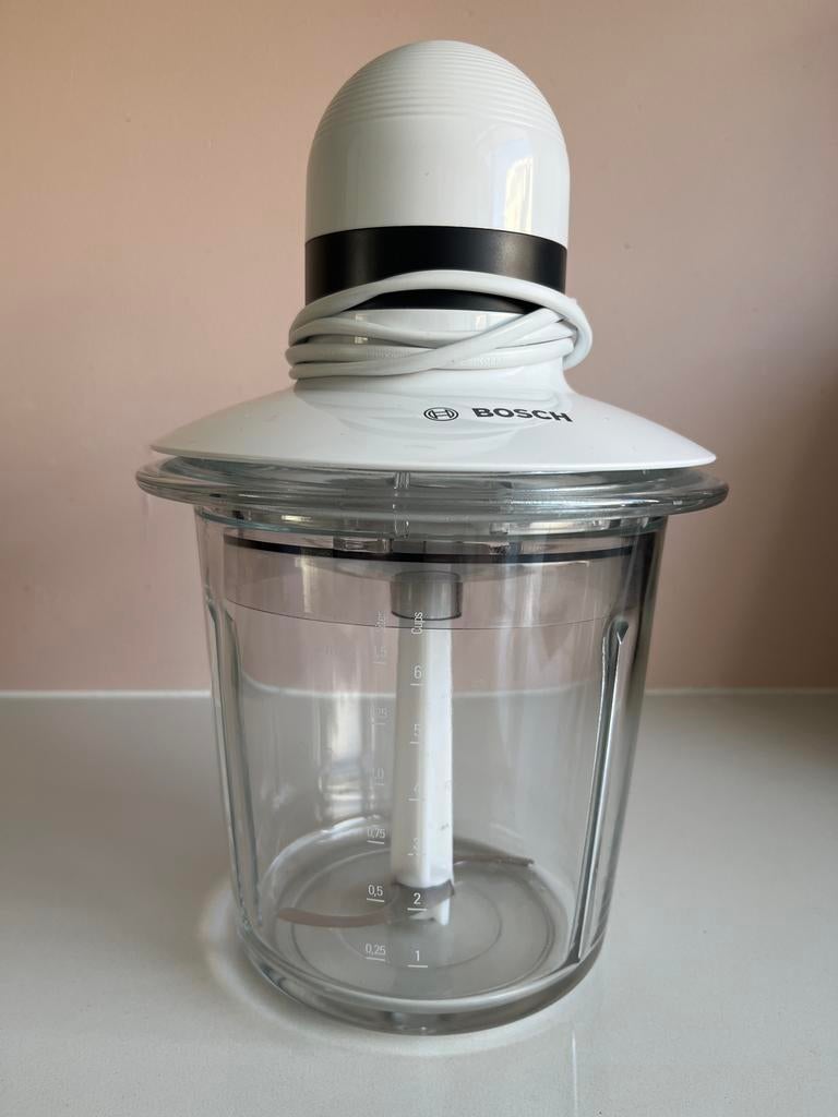 Bosch Hakmolen XL (1,5L) met Glazen Kom, 1 tot 2 liter, Ophalen of Verzenden, Gebruikt, 3 snelheden of meer