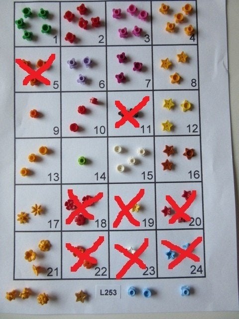 L253 LEGO BLOEMEN DIVERSE KLEUREN, 4 OF 5 BLAADJES STERVORM, Lego, Ophalen of Verzenden, Losse stenen, Lego Nederland B.V.