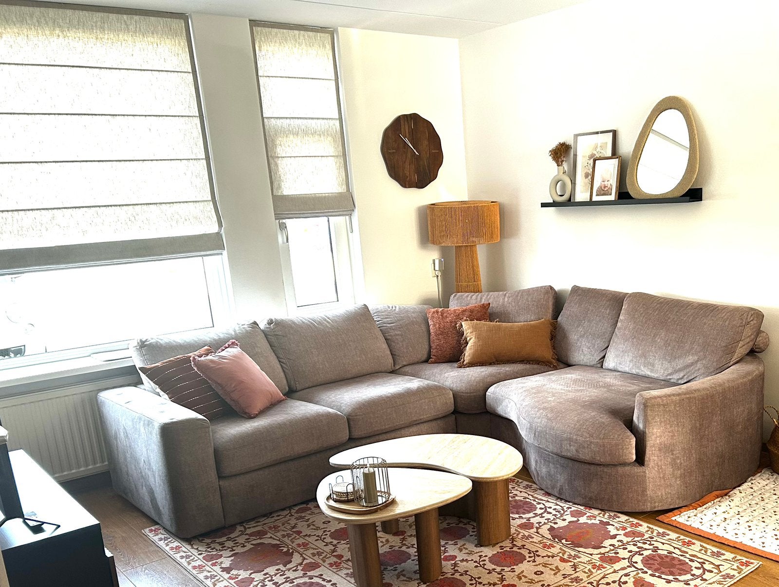 Ruime hoekbank met chaise lounge, Ophalen, Zo goed als nieuw, Stof