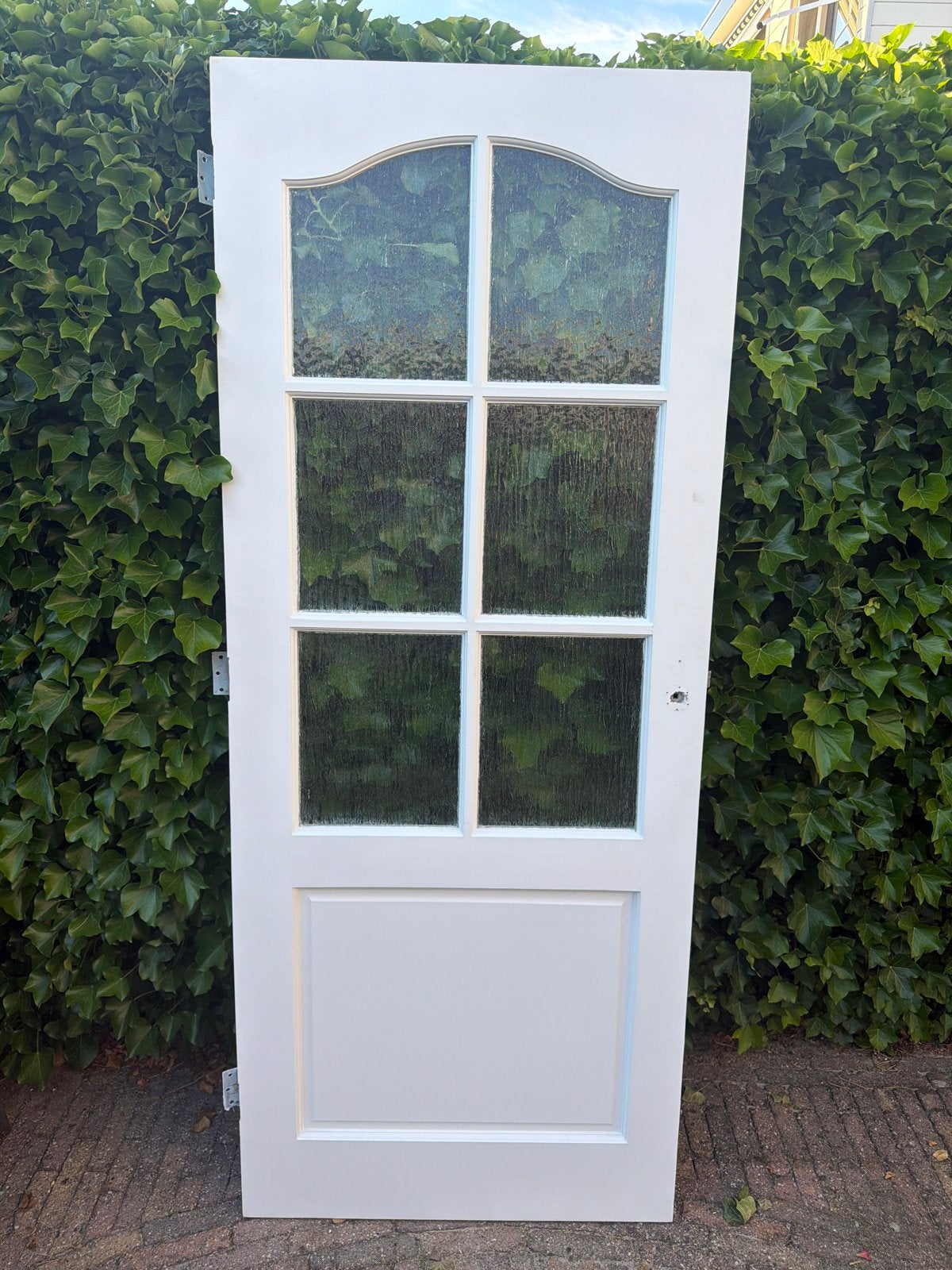 Witte binnendeur met glas, Ophalen, Gebruikt, 80 tot 100 cm, Binnendeur