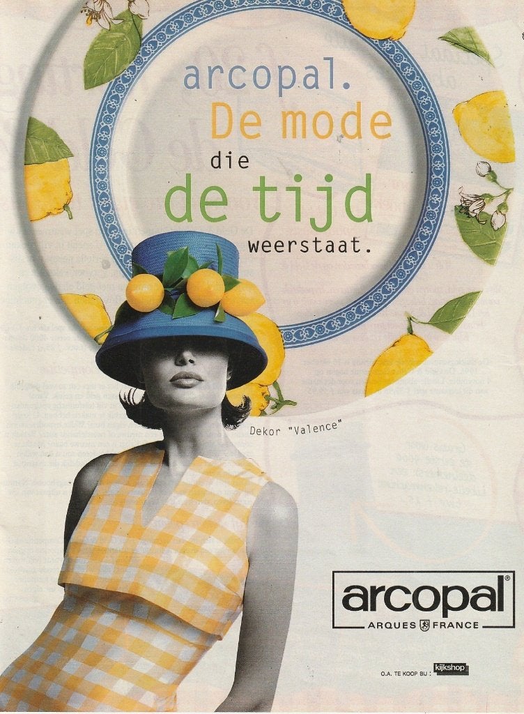 Retro reclame 1996 Arcopal Valence servies bord, Verzenden, Overige typen