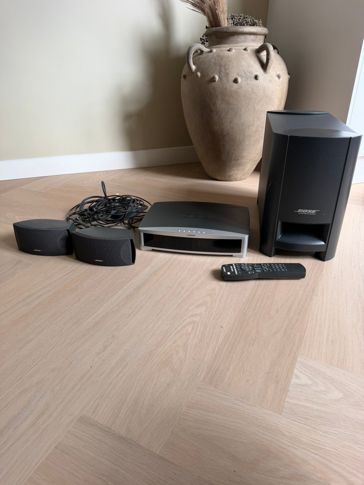 Complete Bose 3-2-1 Home Cinema Set, Acoustimass Subwoofer, 70 watt of meer, Zo goed als nieuw, Dvd-speler, Ophalen
