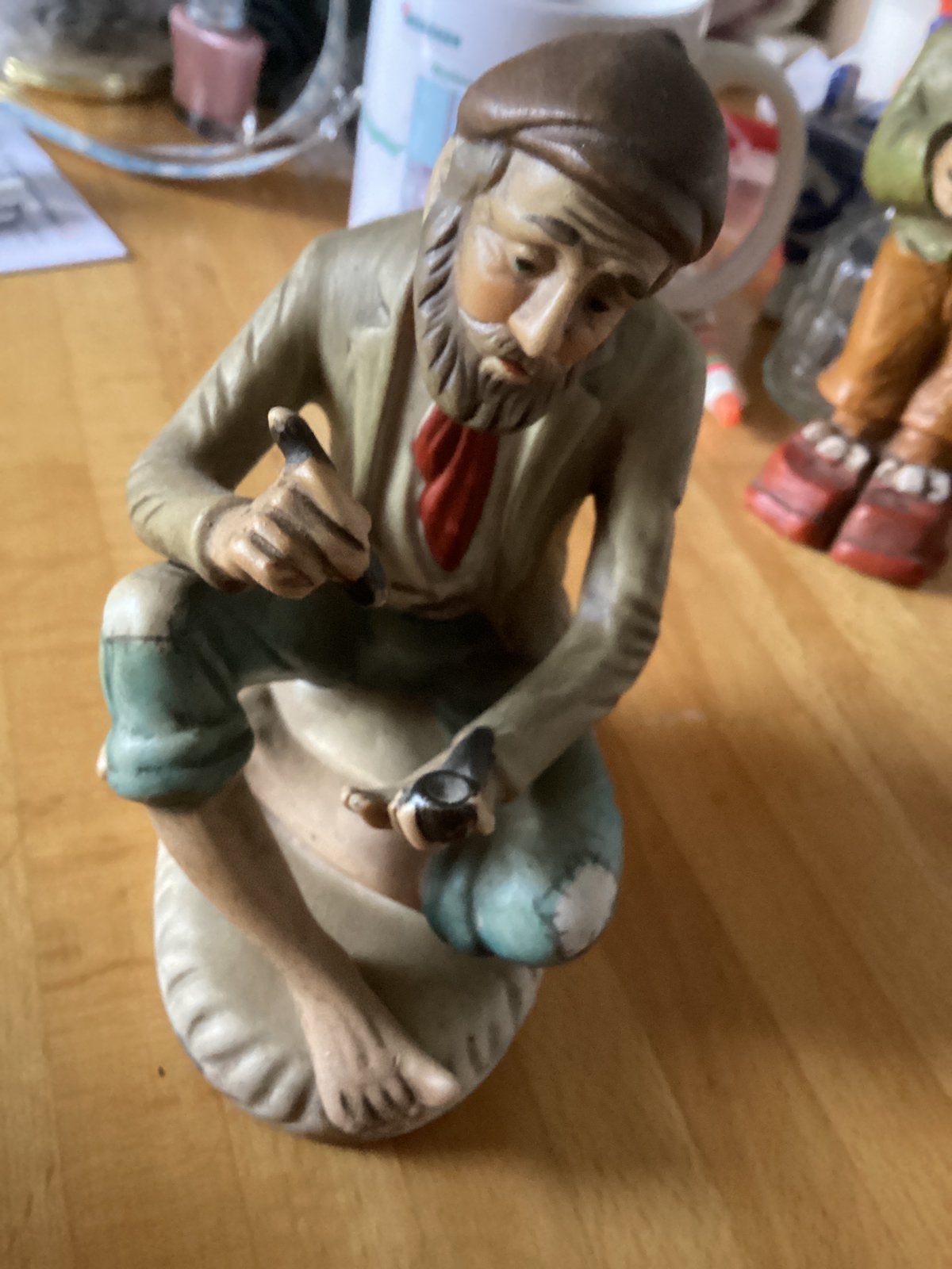 Pijp roker biscuit porselein // hoog 13 cm, Ophalen of Verzenden, Zo goed als nieuw
