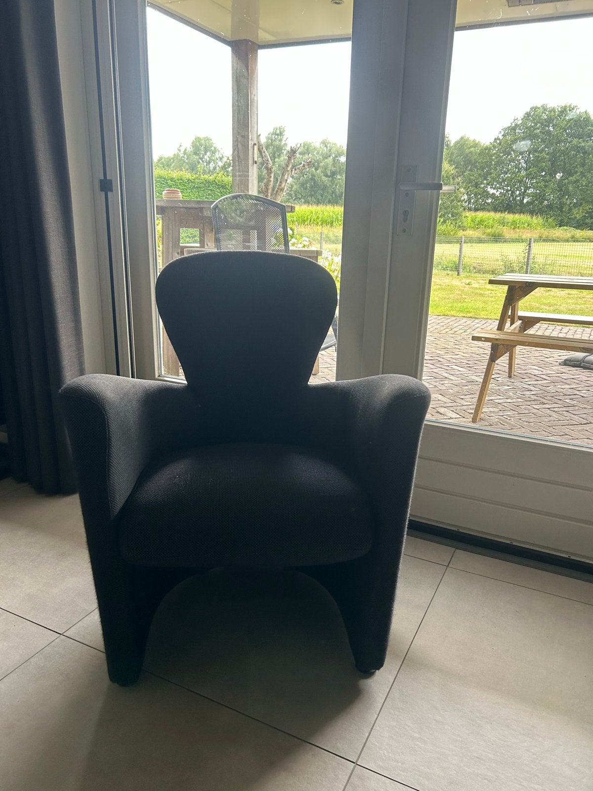 Leolux fauteuil - Mooie dikke zwarte stof, Ophalen, Gebruikt, Stof, 75 tot 100 cm