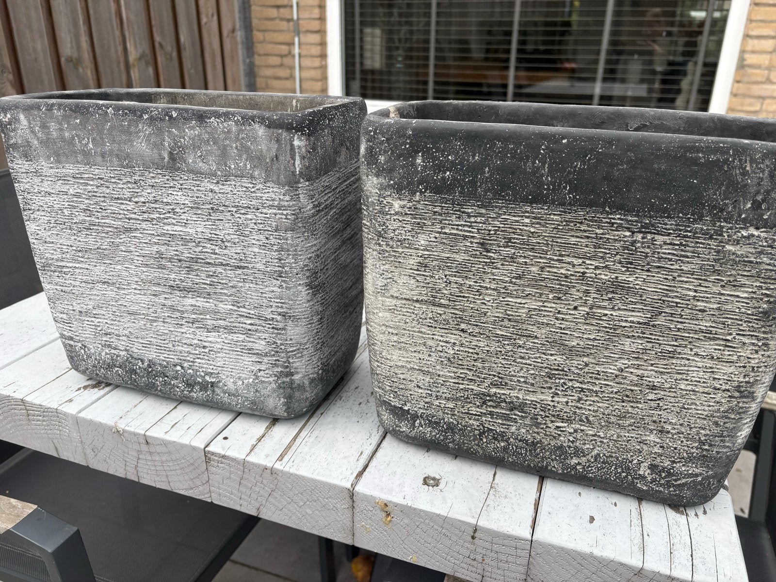 Set van 2 Mica Decorations bloempotten voor binnen, Ophalen, Steen, Gebruikt, Vierkant