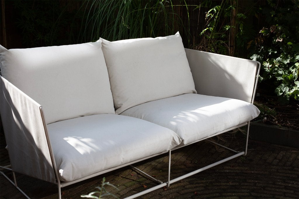IKEA HAVSTEN 2-zits tuinbank met kussens – beige, Ophalen, Gebruikt, Metaal
