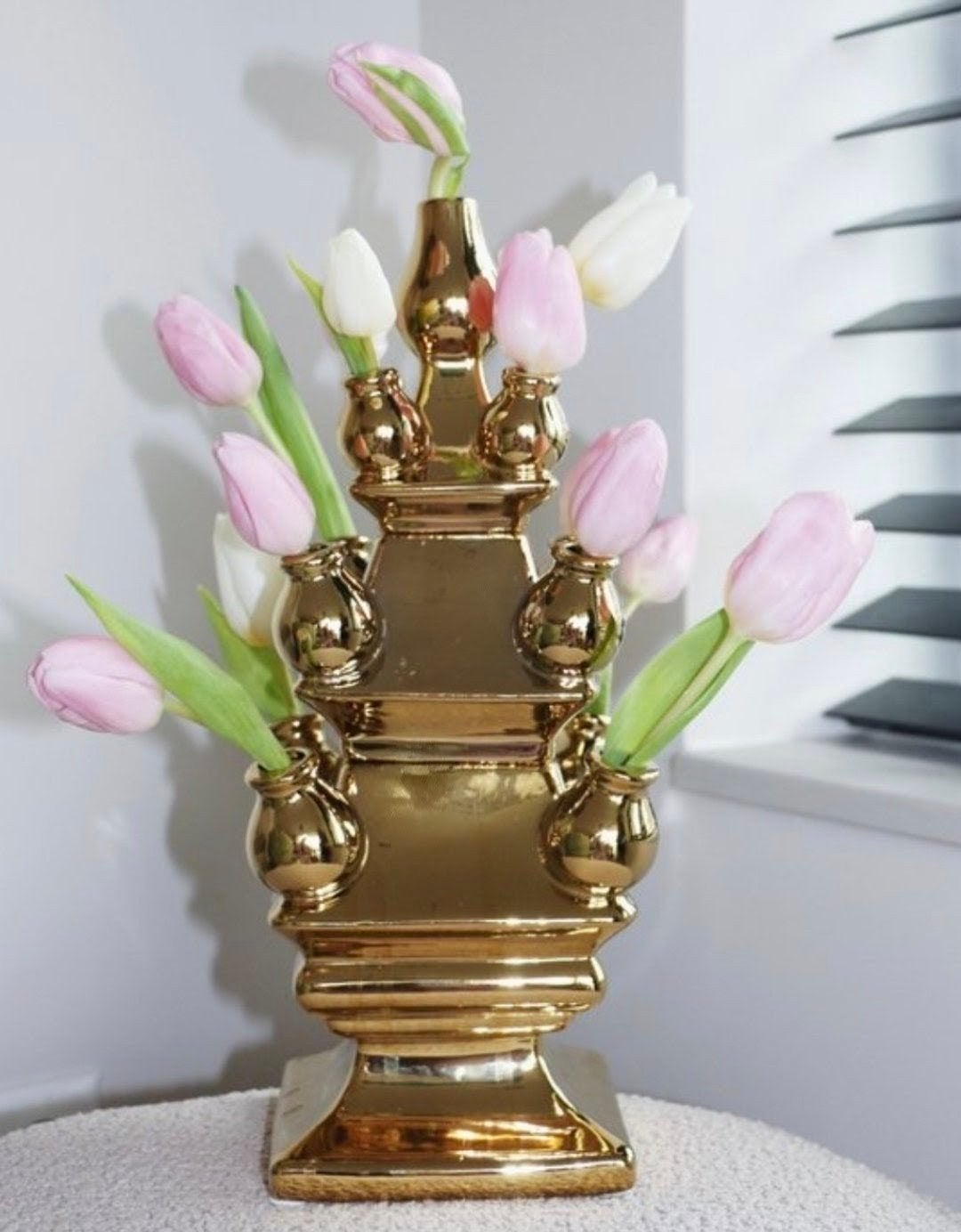 Heinen Delfts Blauw tulpenvaas goud 3-delig (NIEUW), Ophalen of Verzenden, Nieuw, Goud, 40 cm