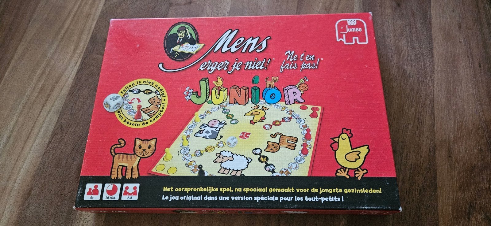 Mens erger je niet! Junior - Jumbo bordspel, Hobby en Vrije tijd, Drie of vier spelers, Ophalen of Verzenden, Gebruikt, Jumbo