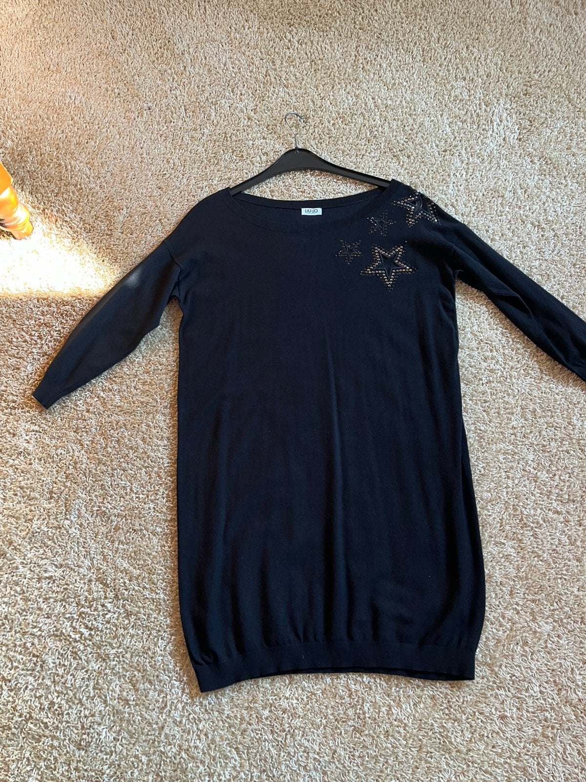 LIU JO casual jurk zwart met sterren 3/4 mouw Mt. XL, Zwart, Maat 46/48 (XL) of groter, Ophalen of Verzenden, Zo goed als nieuw