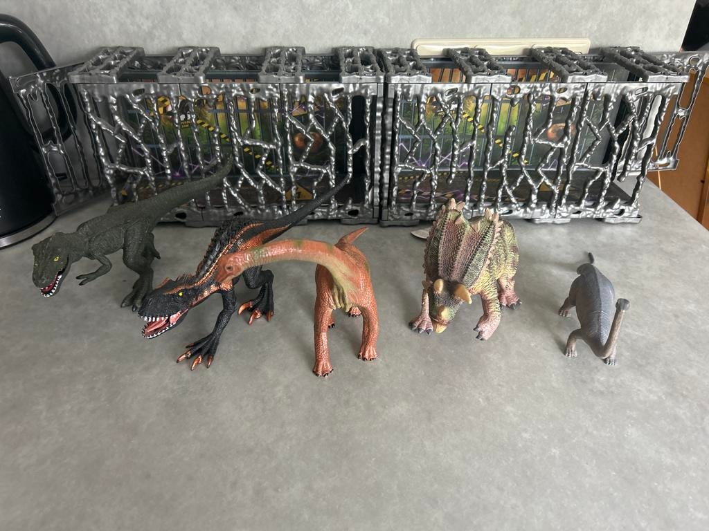 Dinosaurus speelgoed set met kooien, Ophalen of Verzenden, Gebruikt