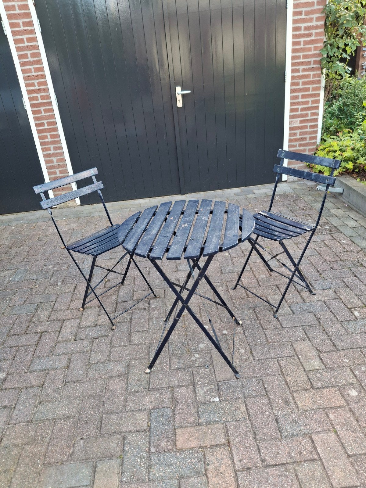 Bistro Tuinset - 2 stoelen en tafel, 2 zitplaatsen, Gebruikt, Ophalen of Verzenden, Tuinset