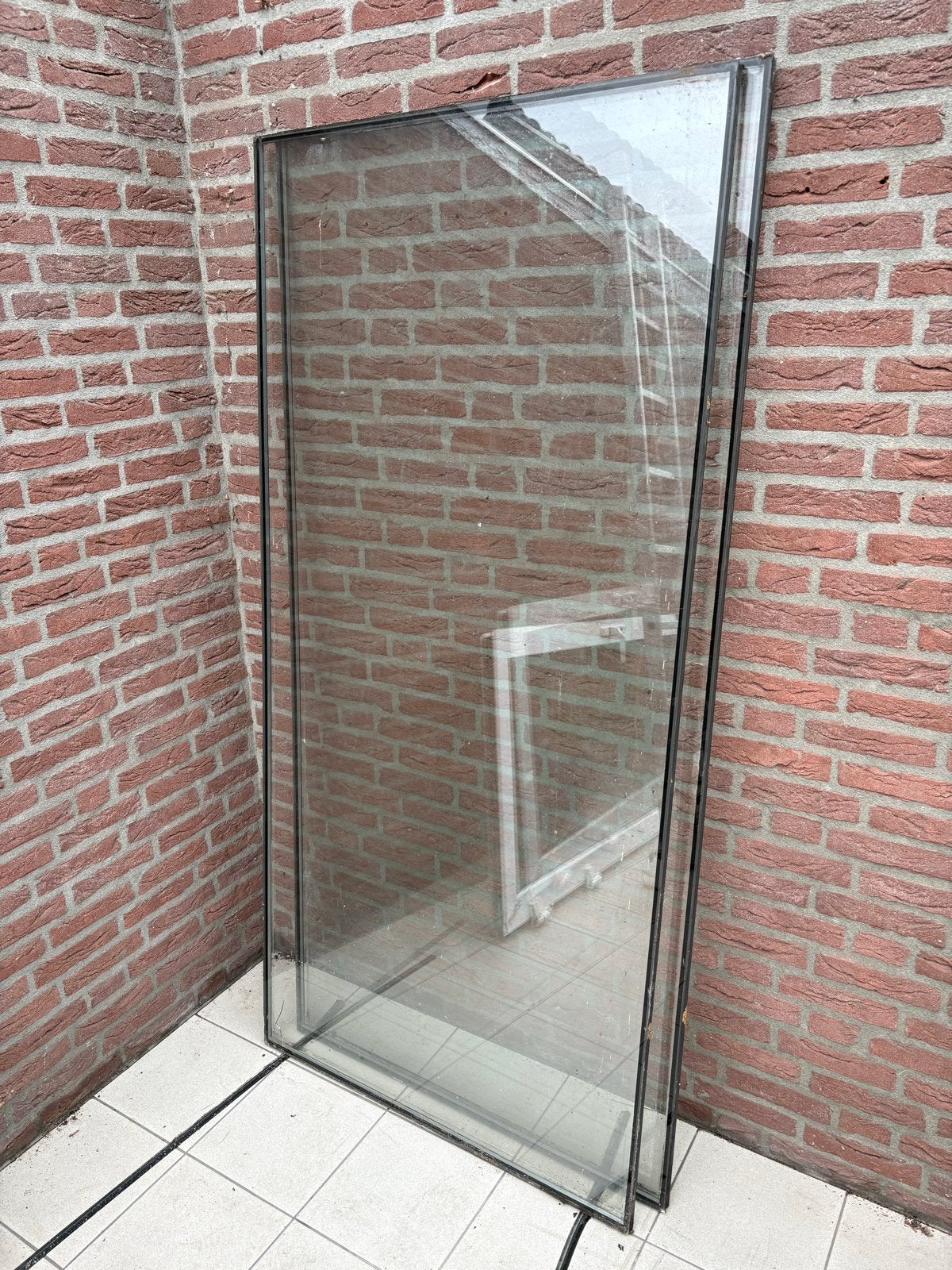 2 ruiten dubbelglas 196,5x93,5cm, Ophalen, Gevelraam of Ruit, Gebruikt, 80 tot 120 cm