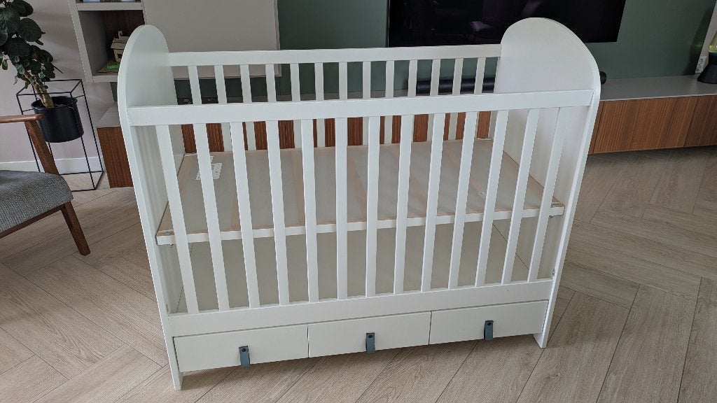 Babybedje Gonatt met 3 lades incl. matras, Ophalen, Gebruikt, Minder dan 140 cm, Matras