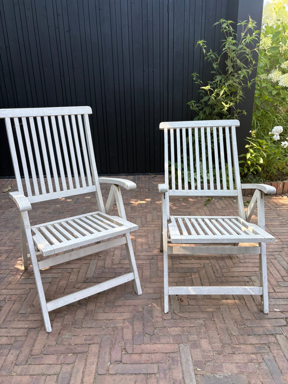 2x Garden Green tuinstoelen - wit geverfd, Ophalen, Gebruikt, Hout