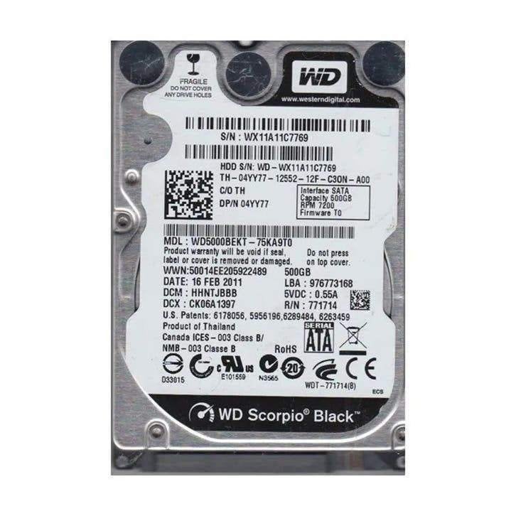 Western Digital Scorpio Black WD5000BEKT 500GB HDD 2.5" SATA, Computers en Software, Intern, Gebruikt, Ophalen of Verzenden, Desktop