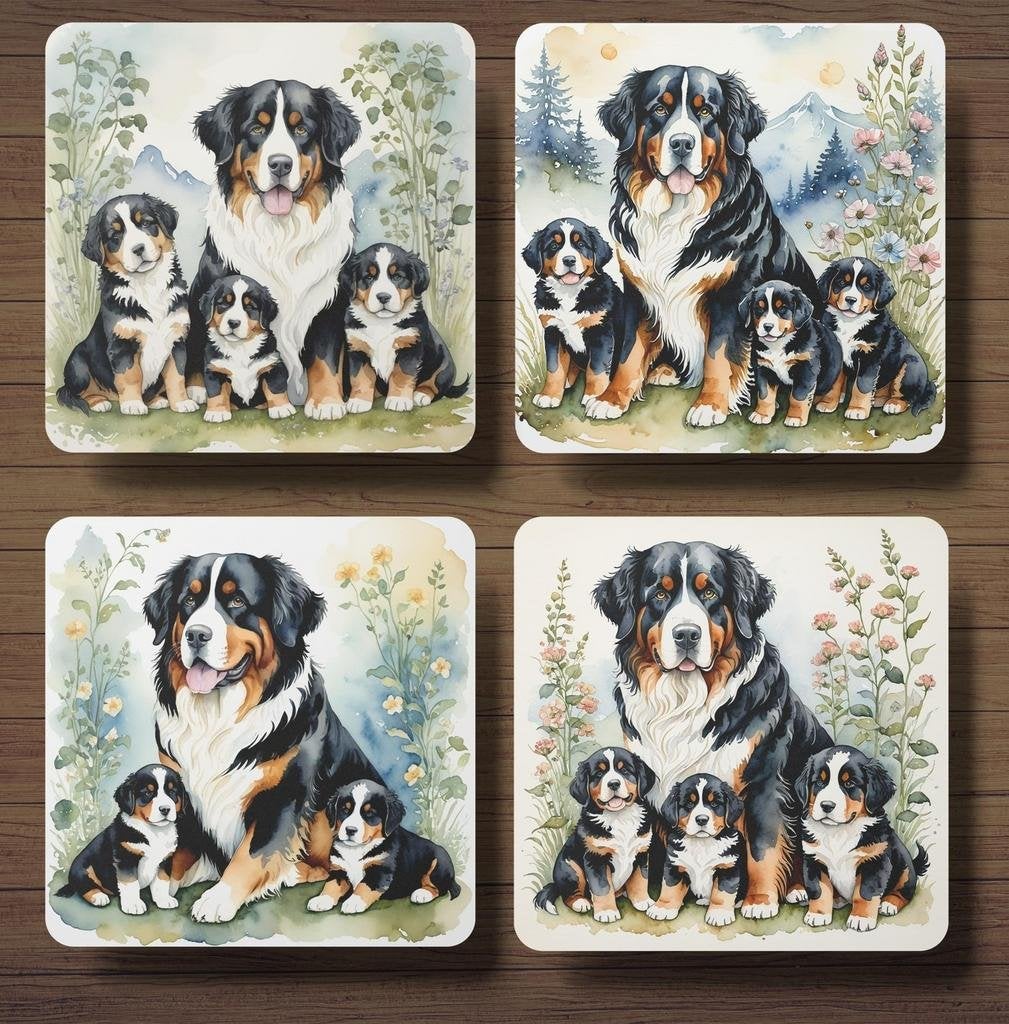 Berner Sennen met Puppy’s onderzetters met houder, Ophalen of Verzenden, Nieuw