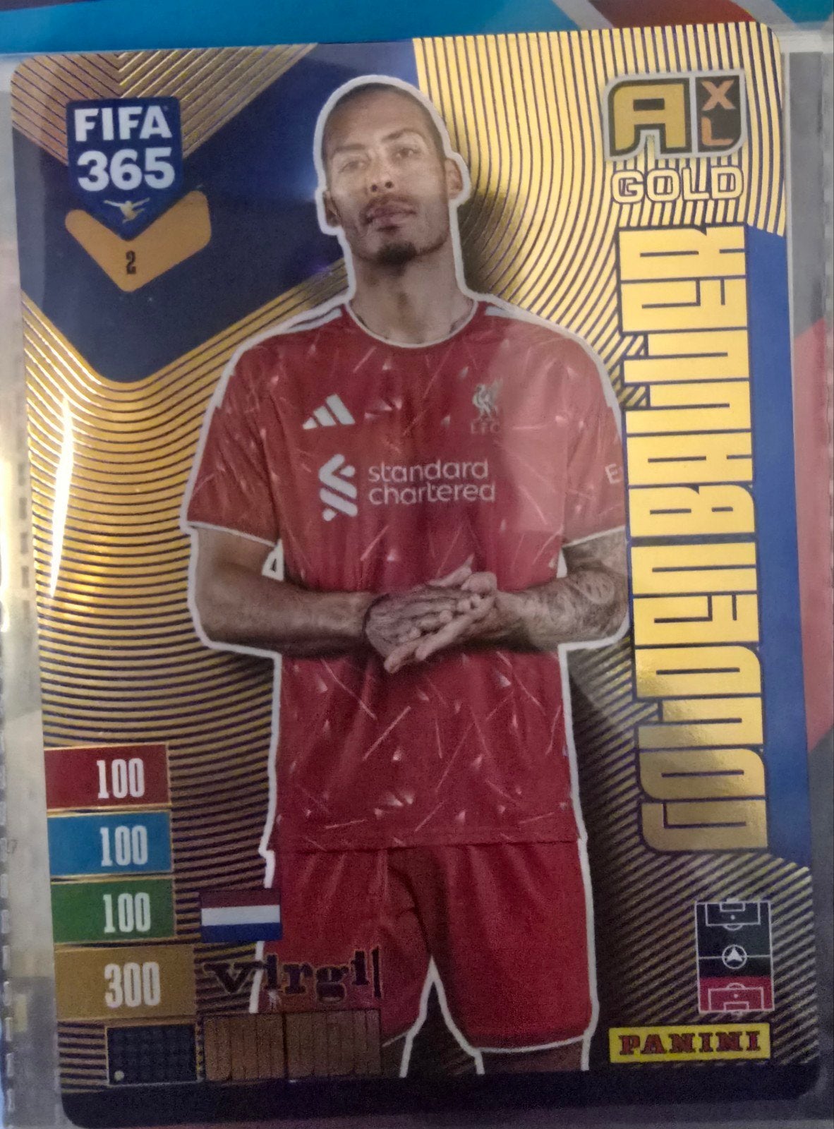 panini fifa adrenalyn 2027 golden baller virgil, Ophalen of Verzenden, Zo goed als nieuw, Plaatje