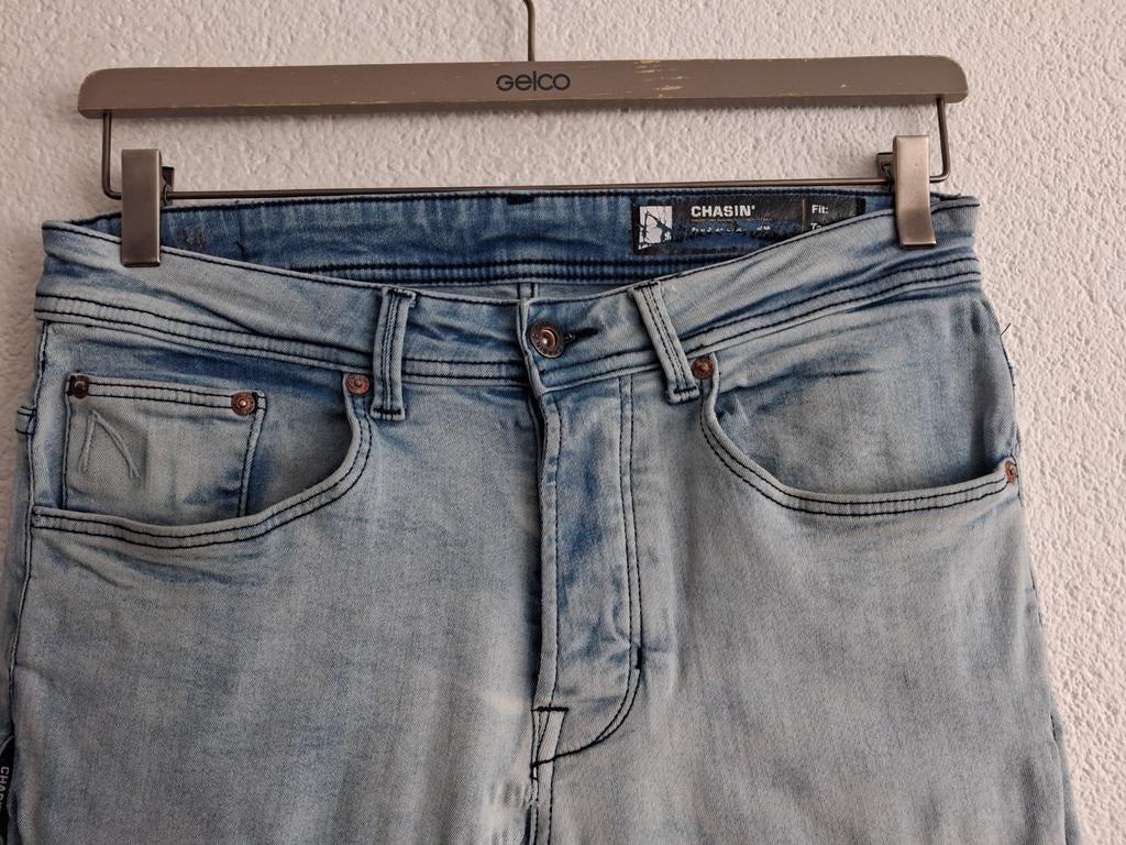 Chasin' jeans - Maat W30/L34 - Zo goed als nieuw, Chasin', Blauw, W32 (confectie 46) of kleiner, Ophalen of Verzenden