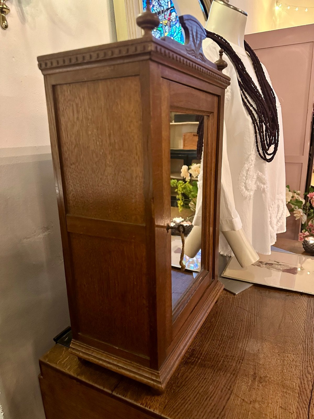 Antiek landelijk houten kastje met spiegeldeur engelse stijl, Ophalen, -, -, Nieuw