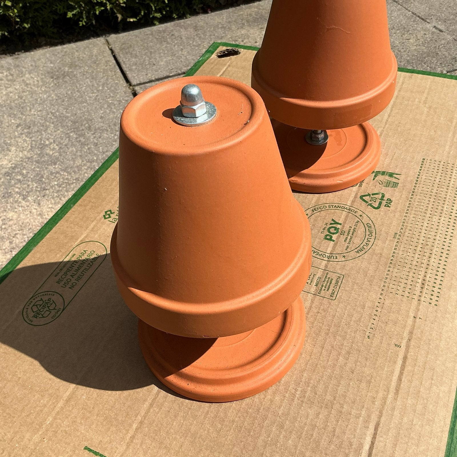 Nieuwe bloempot sfeerlichtjes / kacheltjes (4 stuks), Ophalen of Verzenden, Nieuw, Bruin, Steen/keramiek