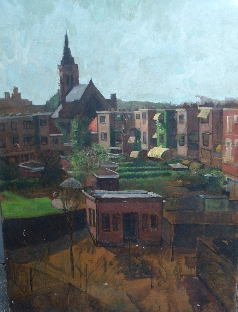 Robert Ives Browne - (1865-1959) - Stadsgezicht - olieverf, Ophalen