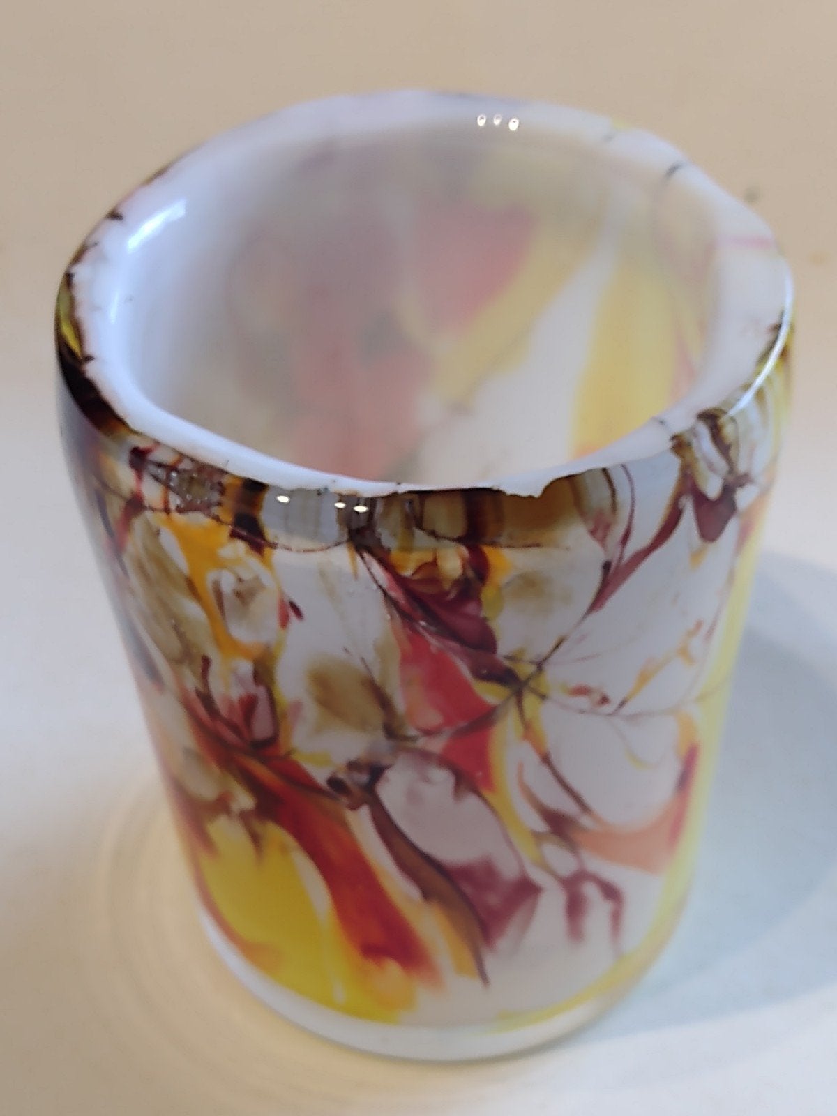 Fidrio glazen multi color vaasje waxine lichtje Hoogte 10 cm, Antiek en Kunst, Ophalen
