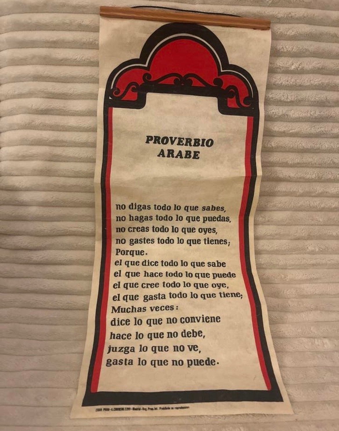 Vintage Tekstrol Arabisch Spreekwoord Spaans, Ophalen of Verzenden