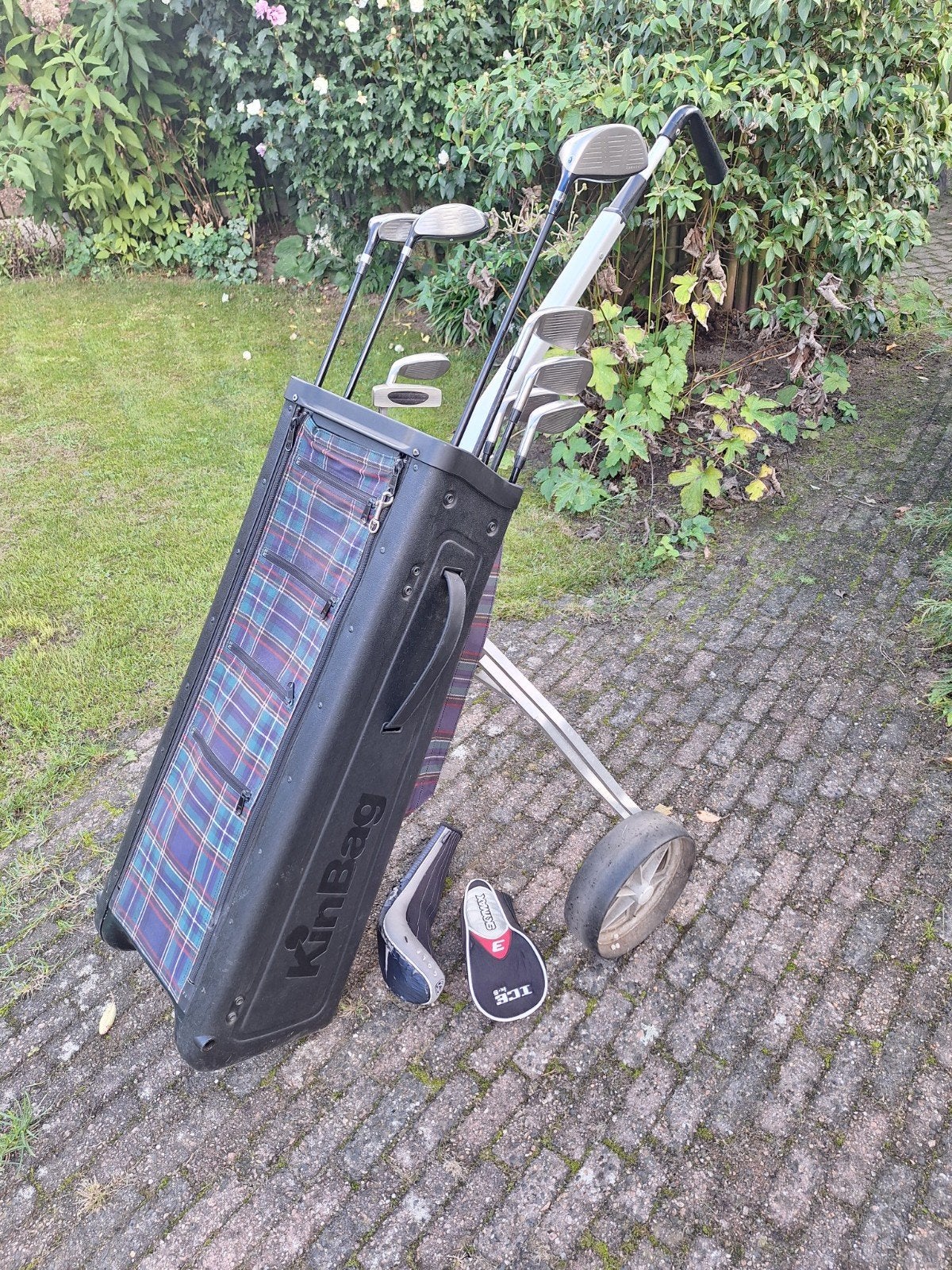 Heren golfset Skymax met Kinbag tas, golftrolley ineen, Sport en Fitness, Ophalen, Gebruikt, Set
