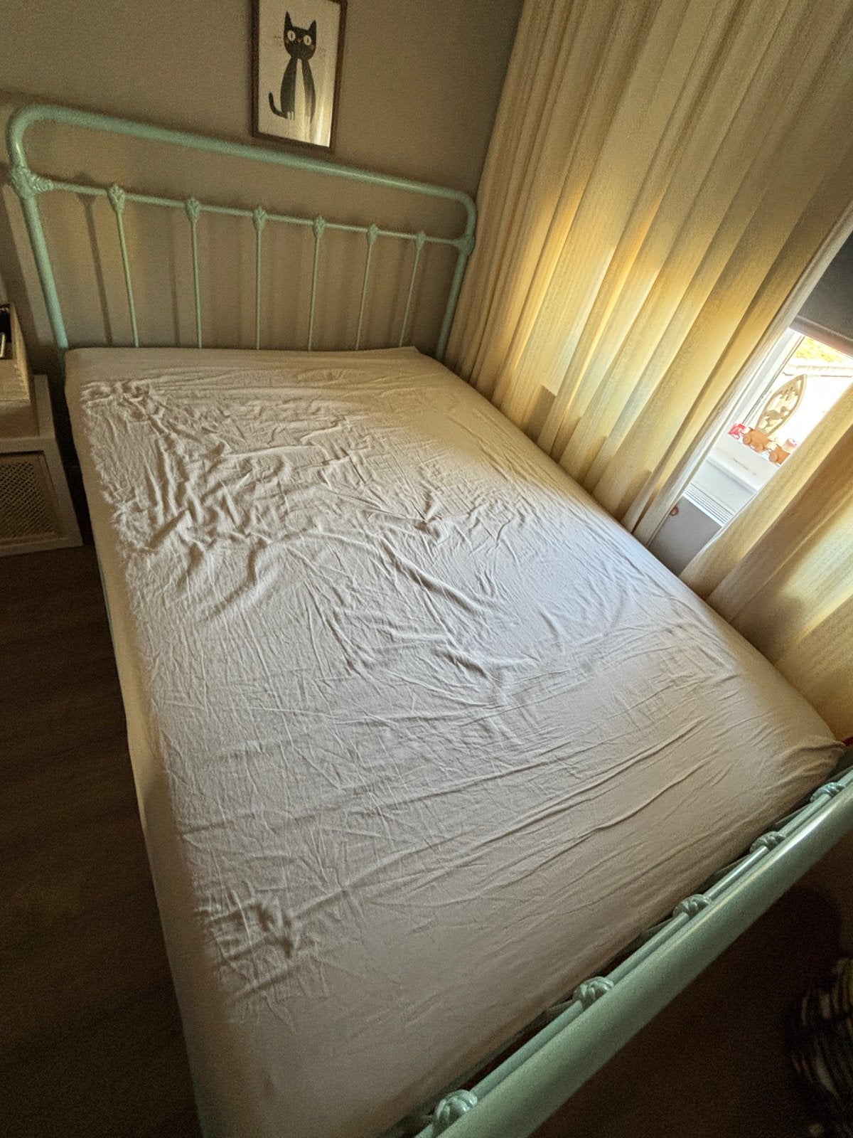 Tweepersoonsbed/kinderbed metaal 140x200 cm, Huis en Inrichting, Gebruikt, Blauw, Tweepersoons, 200 cm