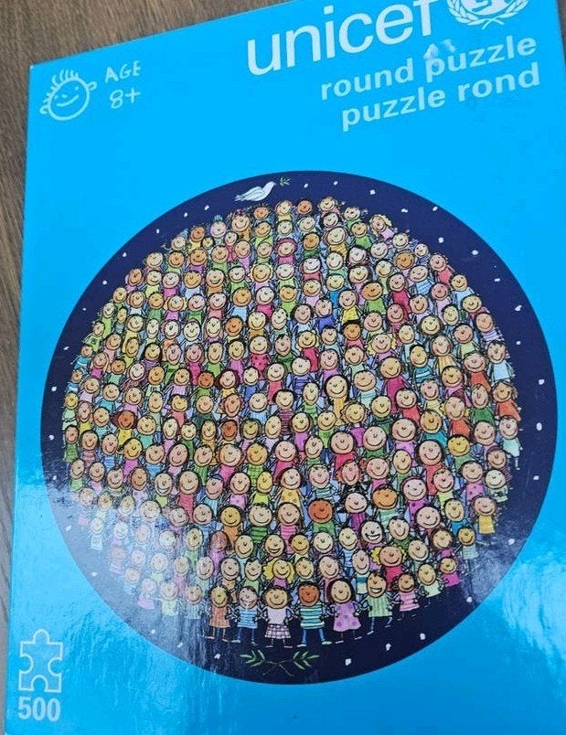 UNICEF Ronde Puzzel 500 Stukjes, Ophalen of Verzenden, Meer dan 50 stukjes, Zo goed als nieuw, 6 jaar of ouder