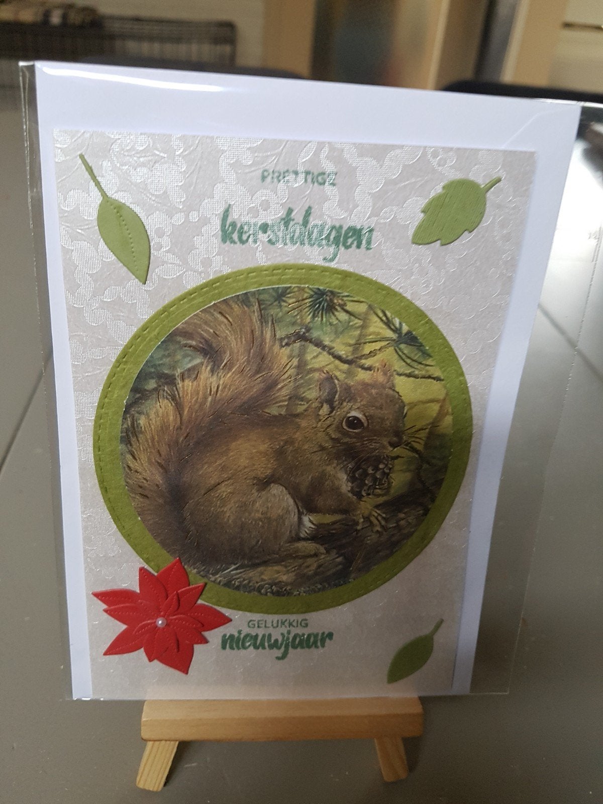3x kaartje kerst eekhoorn, Ophalen of Verzenden, Nieuw, Kerst