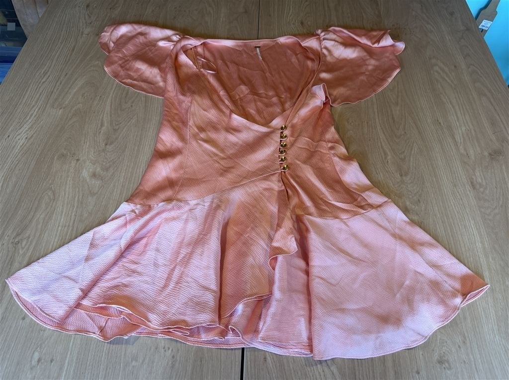 Free People Scarlett Mini Dress Peach - Maat L, Ophalen of Verzenden, Zo goed als nieuw, Maat 38/40 (M), Boven de knie