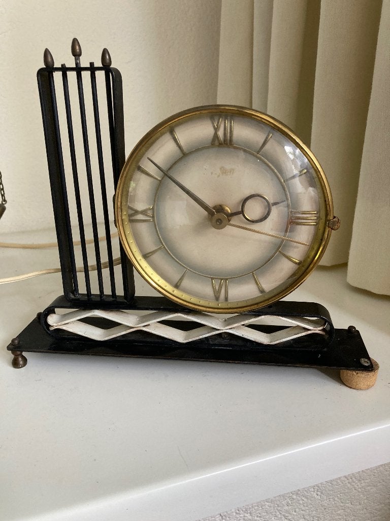 Junghans  electrische staande klok jaren 50, Gebruikt, Zichtbaar uurwerk, Vintage, Analoog